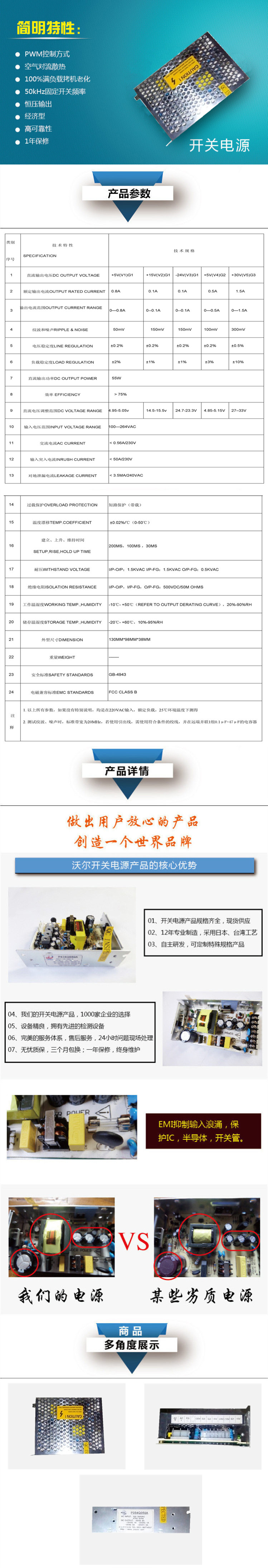醫(yī)療開關(guān)電源產(chǎn)品P054Q050A